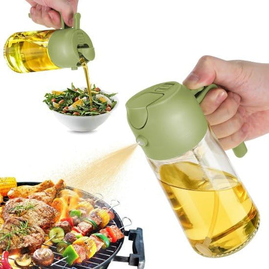 2-in-1 Glass Oil Dispenser & Leak-Proof Spray Bottle (500ml)
