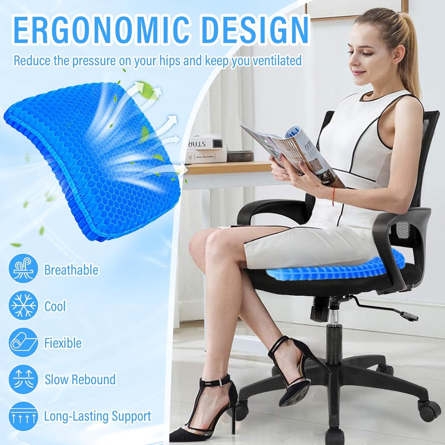 CloudSit™ Ergonomic Honeycomb Gel Cushion