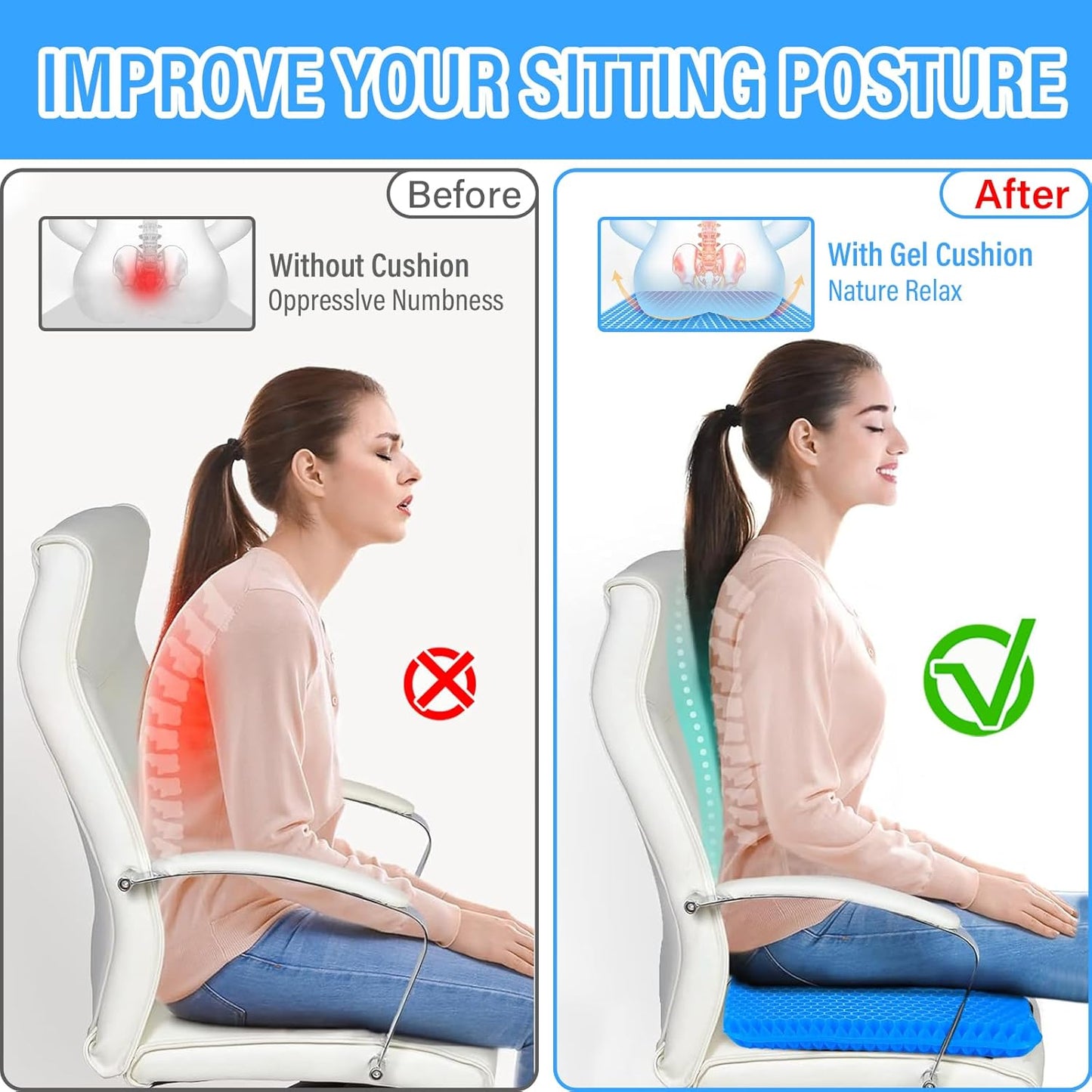 CloudSit™ Ergonomic Honeycomb Gel Cushion