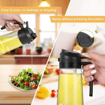 2-in-1 Glass Oil Dispenser & Leak-Proof Spray Bottle (500ml)