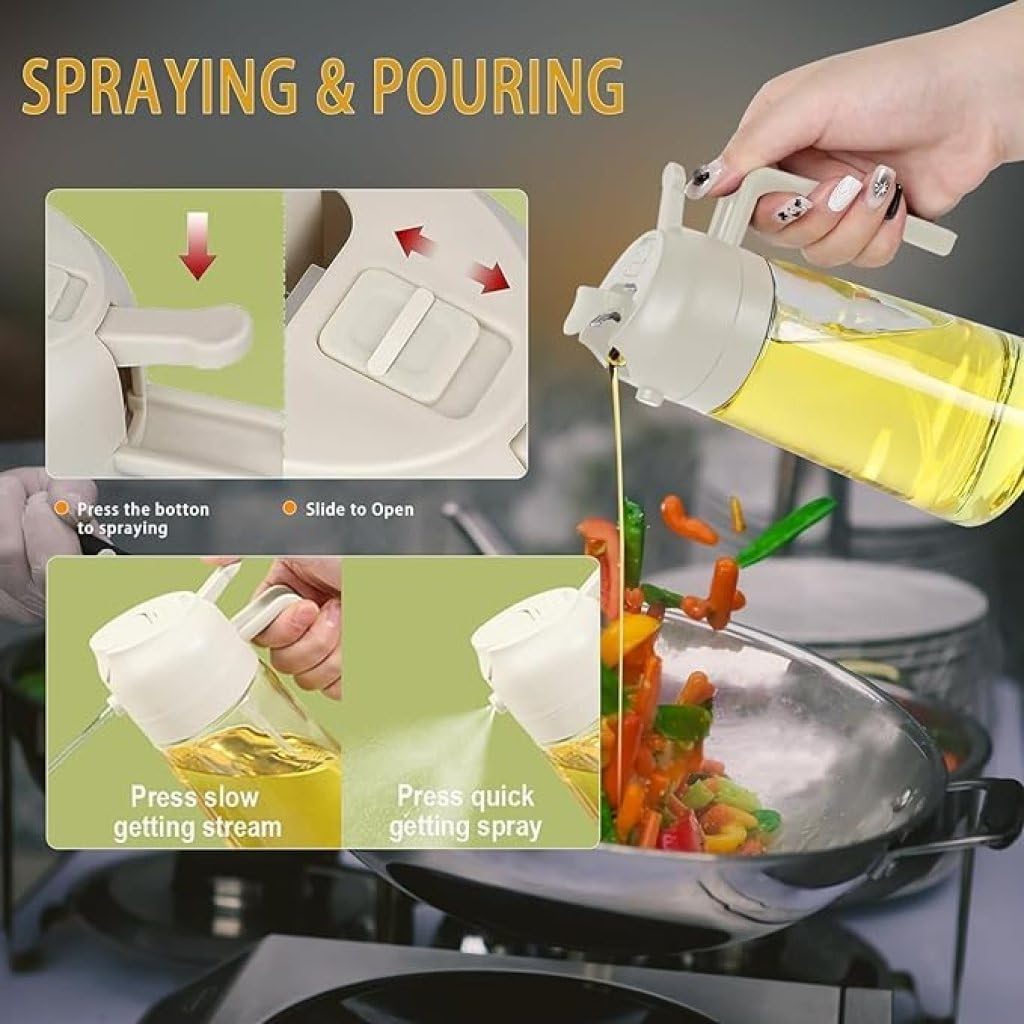 2-in-1 Glass Oil Dispenser & Leak-Proof Spray Bottle (500ml)